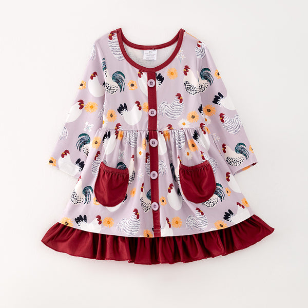 Burgundy Chicken Dress | Melina & Me
